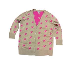 Old Navy Women's Cardigan in Tan with Pink Accents